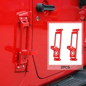 JeCar Door Hinge Step Foot Peg Metal Folding Foot Pedal for Jeep Wrangler 2007-2018 JK JKU, 2018-2020 JL JLU, Red
