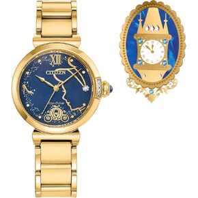 Citizen Women's Eco-Drive Cinderella 75th Anniversary Boxed Set, Blue Sunray Dial, Gold-Tone Stainless Steel Bracelet Watch (Model:EM1068-69W)