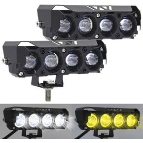 LED Yellow/White Motorcycle Driving Fog Lights Bar 2Pcs 5Inch Offroad Driving Lights Pod Light Work Auxiliary Lights fit for Motorcycle Truck Vehicle ATV SUV UTV 4WD Boat Tractor