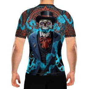 Raven Fightwear Men's El Catrin de Los Muertos BJJ Rash Guard Short Sleeve MMA Black