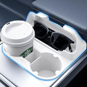 Tesla Cup Holder Insert, 2-in-1 for Model 3 & Y (2021-2023), with Storage Compartment - Black