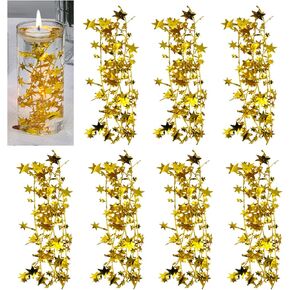 40 Pcs Star String for Floating Candle Centerpieces, Glitter Star Vase Filler for Table Wedding Christmas Water Centerpiece. (Gold)