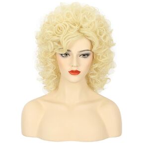 Karlery Women Long Blonde Wave Wig Dolly Parton Retro Singer Wig for Halloween Party Fashion Assume