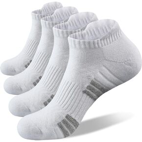 Mens Ankle Running Socks, Sport Athletic Socks with Cushined, Low Cut Compression Cotton Socks, 4 Pairs