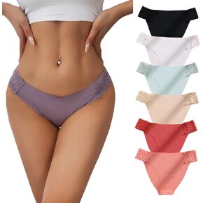 6 pack Seamless Underwear for Women Sexy No Show Bikini Panties Lace Ladies low waist Invisible Cheeky