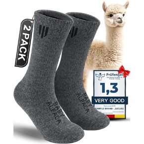 Alpaca Wool Crew Socks 2 pairs for Men and Women,Thick Thermal Winter Hunting Socks Hiking,Moisture Wicking Cushioned in Kuwait