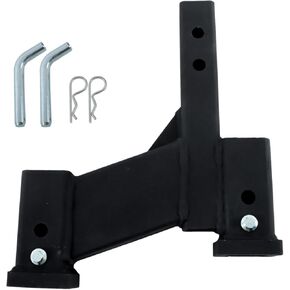 2 inch Receiver Adjustable Trailer Dual Hitch Extension 2-1/4 inch Riser and 8-1/4 inch Drop 2 inch Shank 7500 LBS Capacity with Pin Clip Matte Black Powder Coated