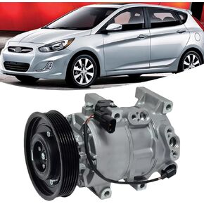 A/C AC Compressor with Clutch Compatible with Hyundai Accent 2012-2016,Compatible with KIA Rio 2012-2015 1.6L Air Conditioner, #Replace CO 20765C,178324, 5512957, 6512957, 7512957, 977011R100