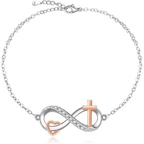 Infinity Anklet Heart Cross Infinity Ankle Bracelets for Women Sterling Silver Summer Beach Endless Love Anklets Jewelry Adjustable Wife Mothers Day Gifts