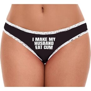Knaughty Knickers أنا أجعل زوجي يأكل نائب الرئيس بقوقة Hubby Hubby Hotwife Vixen الأسود والأبيض سراويل بيكيني البالغة المرح