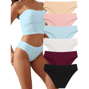 Women's Seamless Bikini Underwear, Breathable Ladies Panties, High Waisted Undies, Size XS, Multicolor, 6-Pack