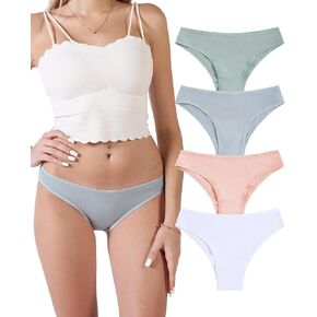 Women's Cotton Bikini Cheeky Underwear Packs, Sexy Breathable Brazilian Panties for Ladies