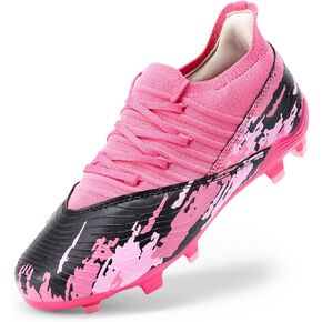 DREAM PAIRS Girls Boys Soccer Cleats Youth Firm Groud Outdoor Sports Athletic Mid-top Football Shoes for Little/Big Kid