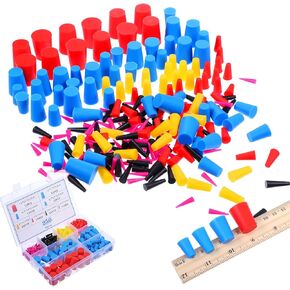 250 Pcs Rubber Plugs 8-Sizes Silicone Rubber Tapered Plug Kit 1/32"to 1" High Temp Silicone Rubber Plug Tapered Stoppers for Coating, Hole Plugs, Painting Protection Silicone Rubber Stopper Plug