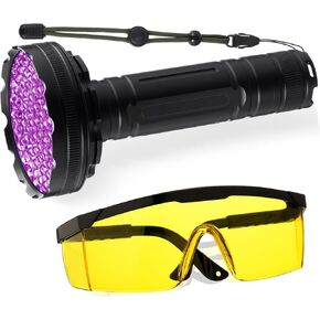 AC Leak Detector Kit AC UV Oil Dye Leak Detection Includes LED Flashlight and UV Protective Glasses with Box for Car Refrigerant Detector Tool(100 LED)