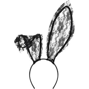 Bunny Ears Headband Black Lace Bunny Costume Sexy Bunny Ear for Women Party Cosplay Halloween Hair Accessories