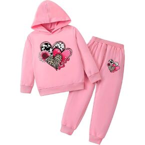 ملابس Heart Heart Hodie Toddler Girls - Kids Cow Leopard Printshirt Sunflower Sunflower Sweatpant Spring Sweatsuit