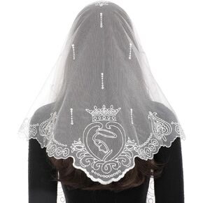 Bozidol Mantilla Veils for Church Catholic, Triangle Our Lady of Fatima Lace Chapel Veil, Latin Mass Head Coverings for Women