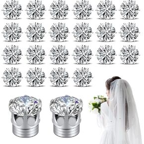 24pcs أوزان الحجاب الكريستالية ، أوزان الحجاب الأنيقة الزفاف الماس المغناطيسي ، أحجار الراين الحجابية اللامعة للمغناطيس للملابس الأوشحة للنساء الفتيات الزفاف كاتدرائية الزفاف
