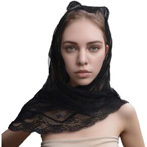 Elegant Black Lace Bridal Veil with Floral PatternsSoft Gauze Fabric, Versatile for Various Occasions