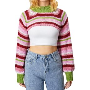 Women Sexy Knitted Shrug Sweater Long Sleeve Y2K Crop Tops Casual Crochet Hollow Out Arm Warmers Sweater Streetwear