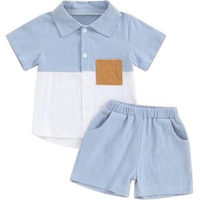 SANGTREE Toddler Baby Boys Cotton Linen Clothing Sets, 12 Months - 5 Years