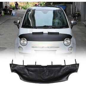 Car Bonnet Hood Protector Bra Compatible with Fiat 500 2007-2024,Leather Front End Nose Mask Bonnet Bra 1PCS,Black Engine Cover Anti Scratch Mask Exterior Accessories