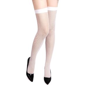 ohyeah Plus Size Fishnet Thigh Highs Stockings for Women Sexy Knee High Stockings Small Hole Hosiery Stay Up Thigh High Socks
