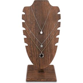 MOOCA Wooden Freistanding Necklace Easel Shose Stand - حامل مجوهرات منحدر قابل للتعديل ل 6 قلادات ، لون بني
