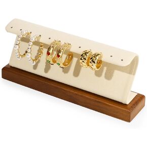 Oirlv Solid Wood Earring Display Stand Jewelry Showcase Display Holder Earring Organizer Stand for Selling (Creamy-white) in Saudi Arabia