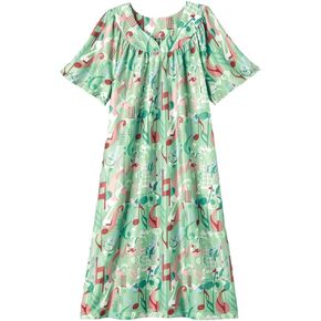 AmeriMark Women's & Women's Plus Border Lounge Dress- Short Sleeve Gown Sleepwear for Ladies, Navy Delight Border, 2X in Kuwait