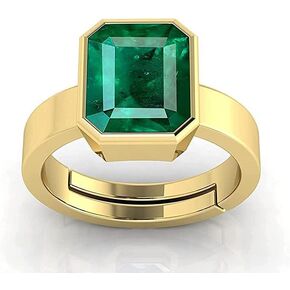 7.25 Ratti 8.25 Carat Certified Natural Emerald Panna Panchdhatu Adjustable Rashi Ratan Gold Plating Ring for Astrological Purpose Men & Women