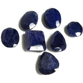 REAL-GEMS 100 Ct./7 Pcs Natural Ring Size African Faceted Oval Cut Blue Sapphire Loose Gemstones Lot