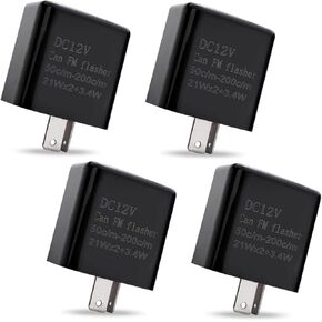 4 أجهزة كمبيوتر LED تتابع إلكترونية ، مرحل 12V السرعة القابلة للتعديل 2 دبوس تحذير ترحيل فلاش ، انعطف إشارة الفلاش Hyper ، للدراجة النارية ، السيارة (أسود)