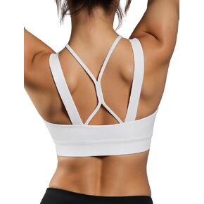 Yvette Yoga Sports Bras Comfortable Low-Impact Sports Bra with Fixed Cups and Double Straps