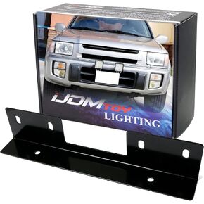 iJDMTOY Miniature Front Bumper License Plate Mount Bracket Holder Compatible with Off-Road Lights, LED Work Lamps, LED Lighting Bars, etc (Black Finish)