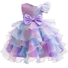 Lamgool Girls Formal Dress Toddler Pageant Rainbow Princess Ruffle Flower Elegant Tutu Sequin Ball Gown for Baby Girls Spring in Kuwait