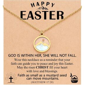 Happy Easter Gifts-Silver/Gold Moving Mountains Mustard Seed Necklace Religious Christian Gifts for Girls Women