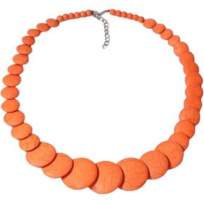 Colorful Bohemian Round Chip Choker Necklace Vintage Adjustable Sweater Chunky Necklaces Ethnic Geometric Bib Necklace for Women Men Wedding Vacation Jewelry Gifts