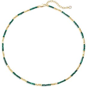 MEVECCO Dainty Gold Choker Necklace for Women 18K Gold Plated Irregular Mixed Beaded Choker Necklace for Her Jewelry Gift