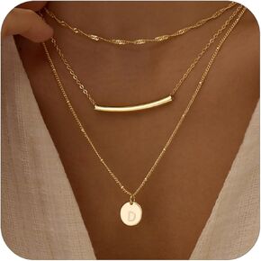 18K Gold Plated Layered Necklaces for Women - Dainty Gold Necklaces, Layered Initial Necklaces for Women Gold, Choker Necklace, Gold Layering Necklaces, Stacked Necklaces for Women, Gold Jewelry Set