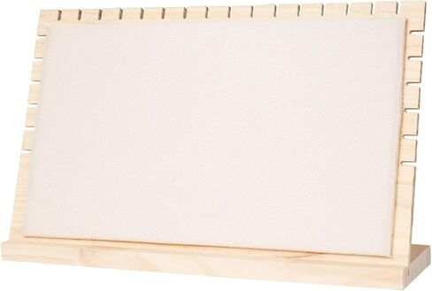 TANG SONG 9.2'' x 15.6'' Horizontal Wooden Flannelette Necklace Display Stand - Soft Mat Jewelry Organizer for Multiple Bracelets & Chains (Beige, Extra Large) in Saudi Arabia