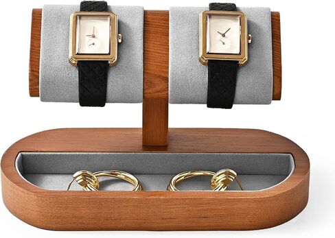 Solid Wood Watch Stand Display Watch Ring Earrings Stand for Men and Women Jewelry Bracelet Wristwatch Organizer for Store and Home(Single) in Saudi Arabia