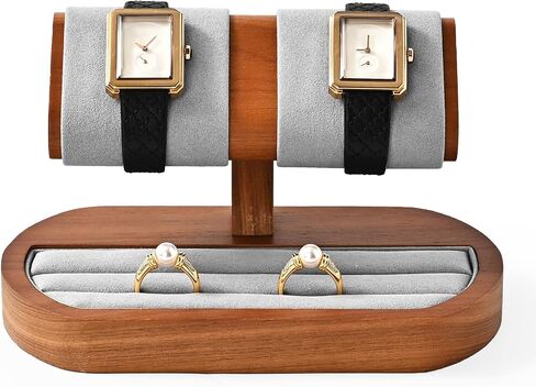 Solid Wood Watch Stand Display Watch Ring Earrings Stand for Men and Women Jewelry Bracelet Wristwatch Organizer for Store and Home(Single) in Saudi Arabia