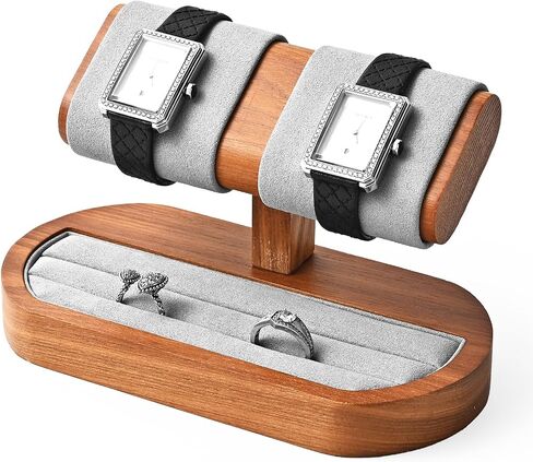 Solid Wood Watch Stand Display Watch Ring Earrings Stand for Men and Women Jewelry Bracelet Wristwatch Organizer for Store and Home(Single) in Saudi Arabia