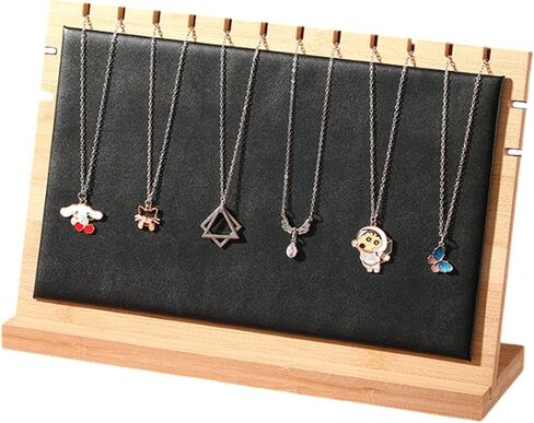 TANG SONG 9.2'' x 15.6'' Horizontal Wooden Flannelette Necklace Display Stand - Soft Mat Jewelry Organizer for Multiple Bracelets & Chains (Beige, Extra Large) in Saudi Arabia