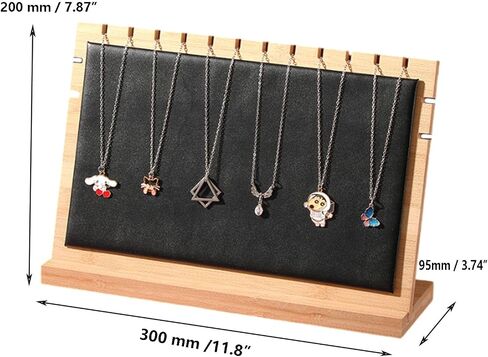 TANG SONG 9.2'' x 15.6'' Horizontal Wooden Flannelette Necklace Display Stand - Soft Mat Jewelry Organizer for Multiple Bracelets & Chains (Beige, Extra Large) in Saudi Arabia