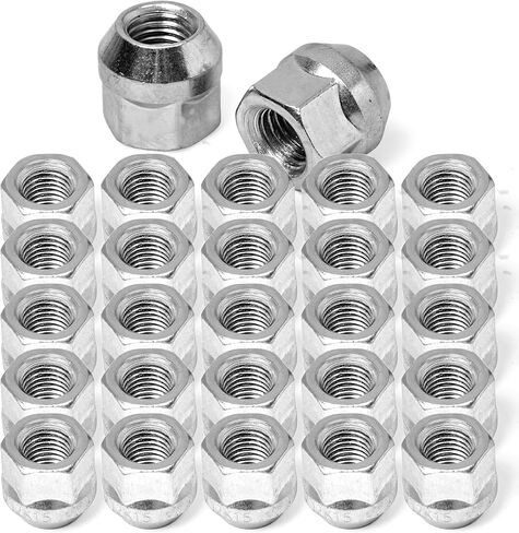قطارة بولت 1/2"-20 صواميل ذات نهاية مفتوحة مع مقعد مخروطي (مجموعة من 24)، 3/4" 19 ملم صواميل عجلة مطلية بالكروم - m12x1.5 صواميل العروة - 7 مفتاح صواميل لوجو متوافق مع دودج داكوتا وجيب رانجلر in Kuwait