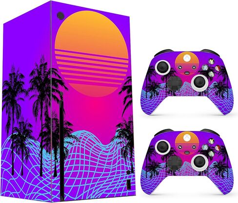 HK Studio Teal Cherry Blossom Decal Sticker Skin to Cover X-Box Series X with No Bubble, Waterproof, Full Protection - Including 2 Controller Skins and Console Skin in Saudi Arabia