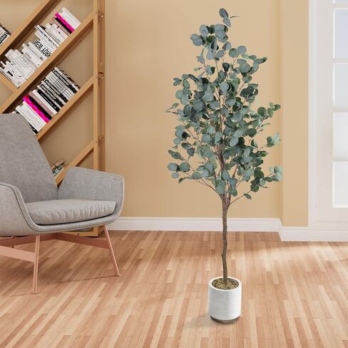 Artificial Eucalyptus Tree, 6FT Tall Faux Eucalyptus Tree, Artificial Plants with Realistic Trunk and Lifelike Leaves for Home Office Decor 6FT Fake Eucalyptus Tree for Home House Office Décor. in Saudi Arabia